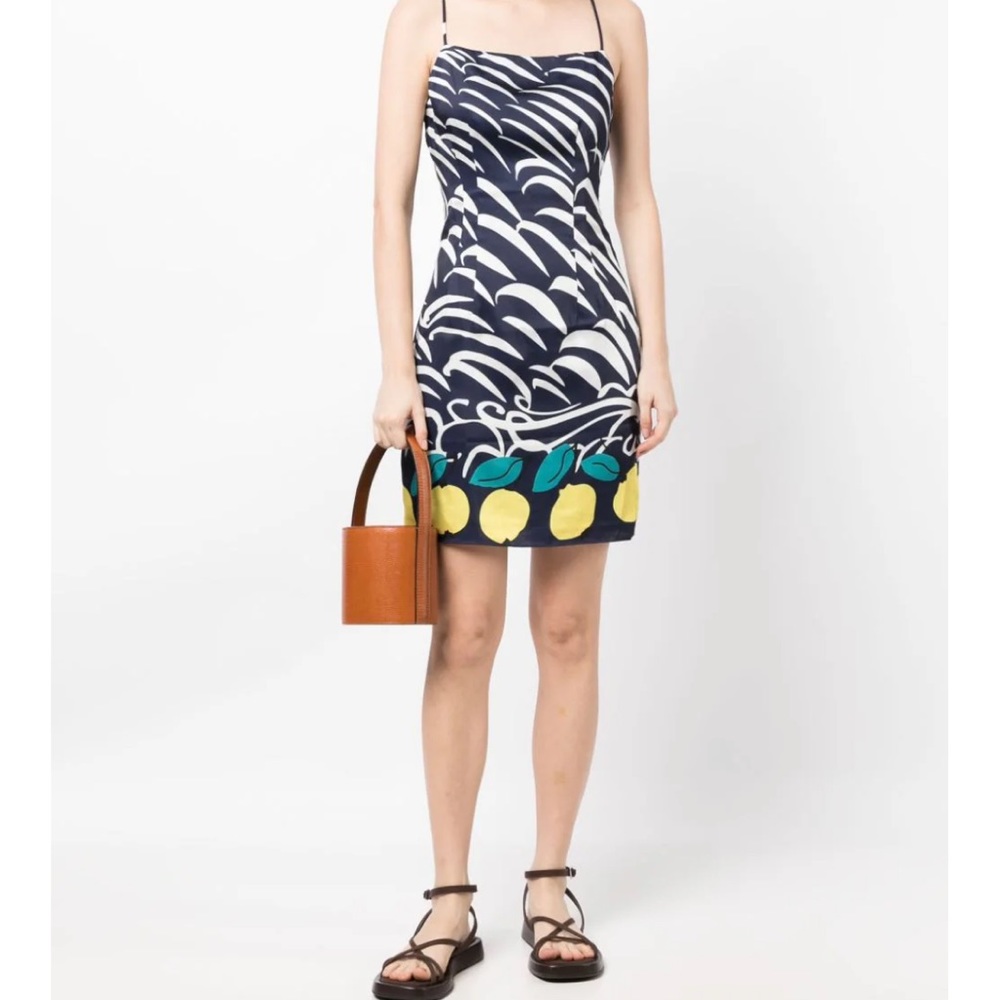 STAUD lemons graphic print mini dress